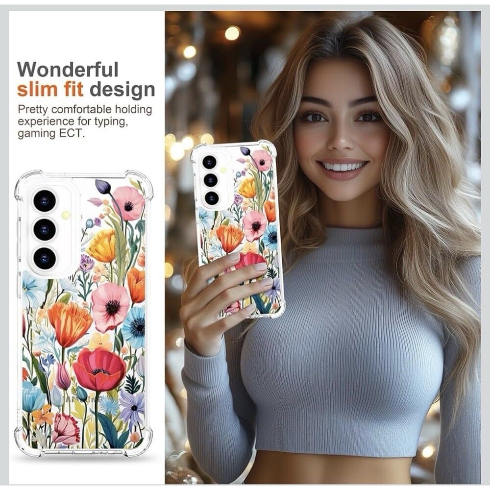 Hungo Compatible for Samsung Galaxy S23 FE Case Military Drop Protection Floral - Picture 6 of 8